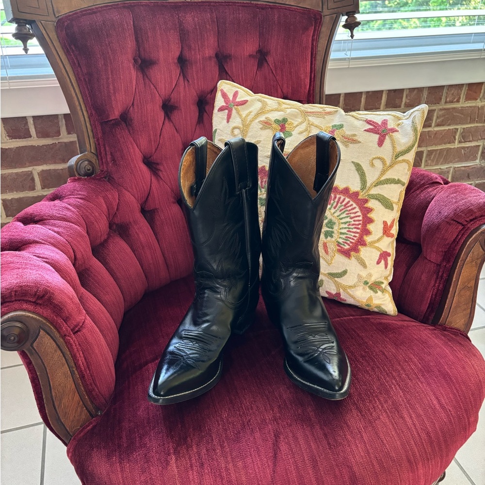 Justin Boots Black Heeled Western Boots